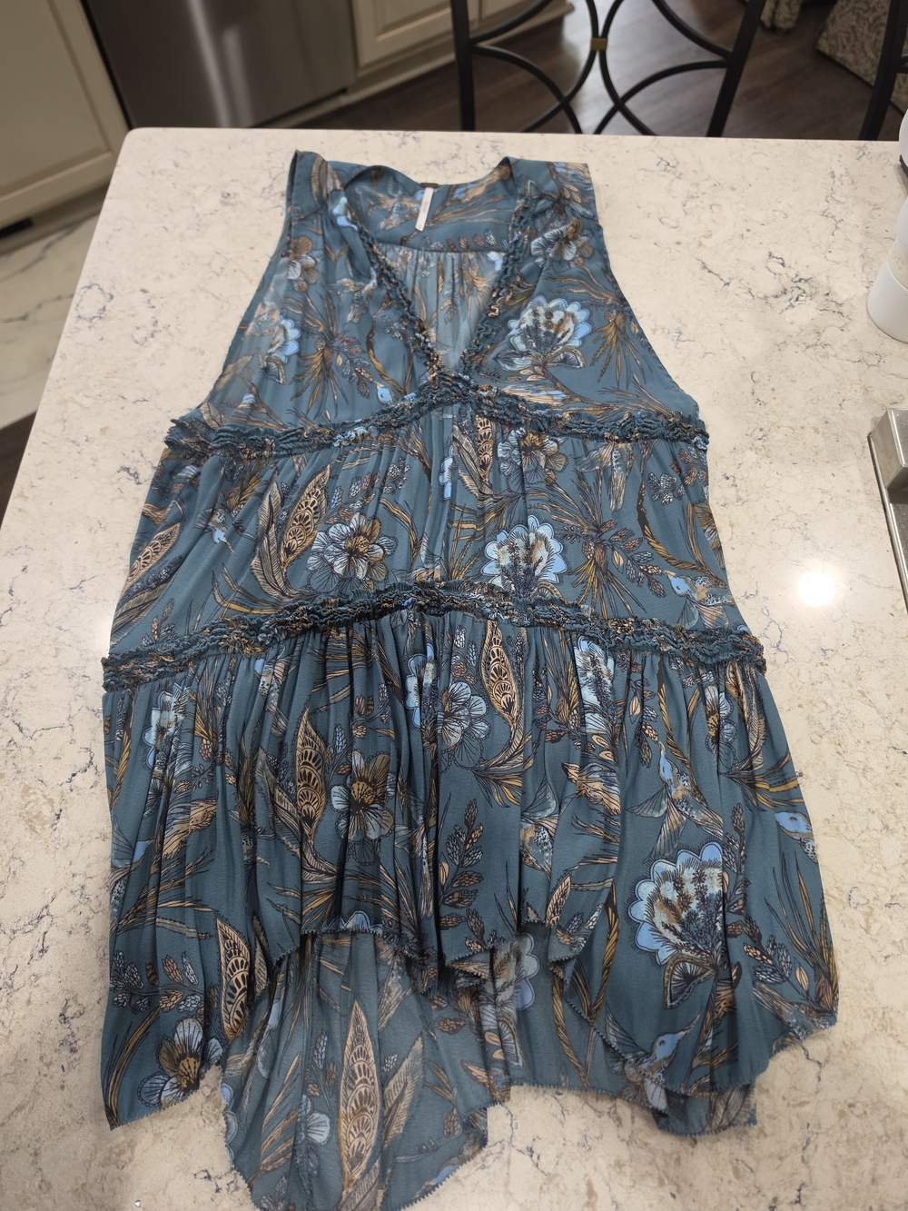Free People Teal Floral Tank